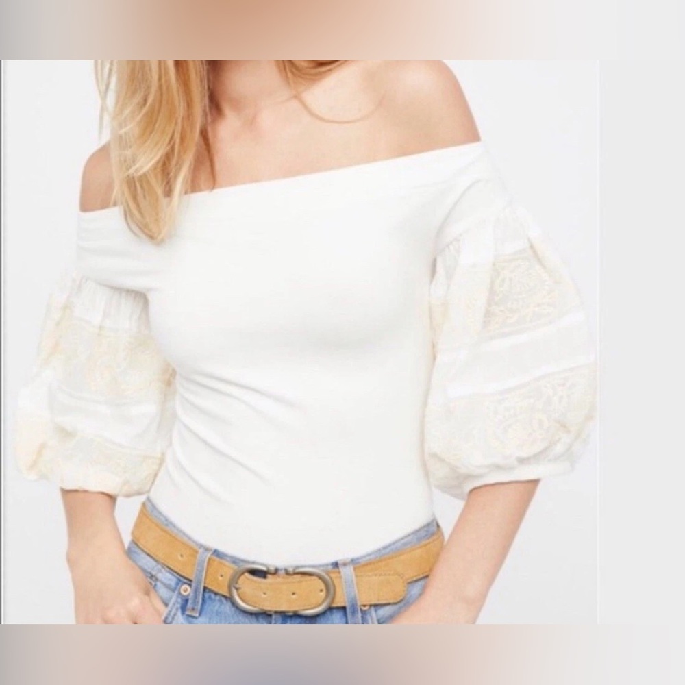 Free People Embroidered Knit Blouse